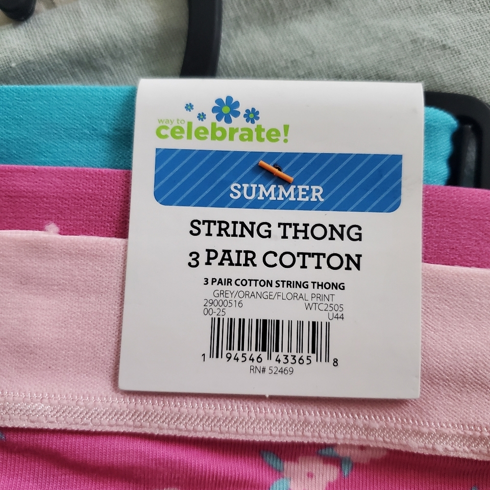 NWT "Celebrate!" Women Thongs Size XL, 2 Packs Of 3 Summer Theme Colors Seamless - Picture 4 of 9